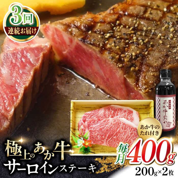 【全3回定期便】熊本県産 あか牛 サーロインステーキセット 計400g ( 200g × 2枚 ) 冷凍 専用タレ付き あか牛のたれ付き 熊本和牛【有限会社 三協畜産】[YCG062] 90000 90,000 90000円 90,000円 9万円