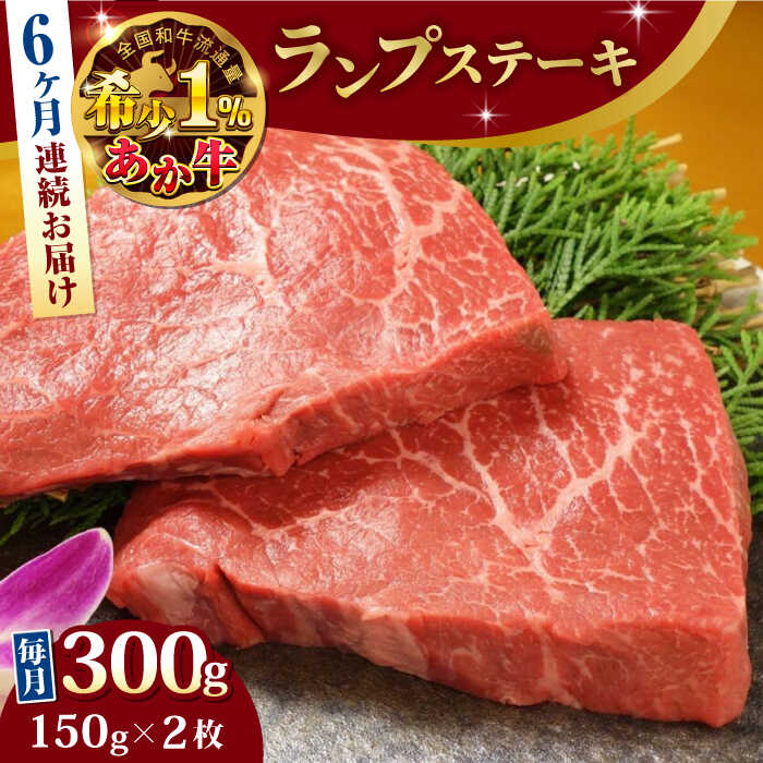 【全6回定期便】熊本県産 あか牛 ランプステーキ セット 計300g ( 150g × 2枚 ) 冷凍 専用タレ付き あか牛のたれ付き モモ 熊本和牛【有限会社 三協畜産】[YCG067] 144000 144,000 144000円 144,000円