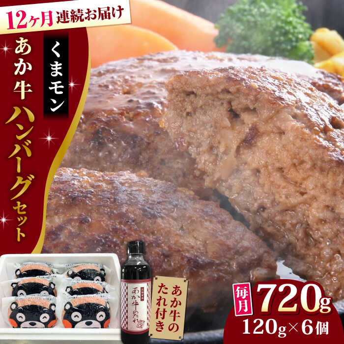 【全12回定期便】【日本ギフト大賞 受賞】熊本県産 あか牛 くまモン あか牛ハンバーグ セット 計720g ( 120g × 6個 ) 熊本和牛【有限会社 三協畜産】[YCG090] 180000 180,000 180000円 180,000円 18万円