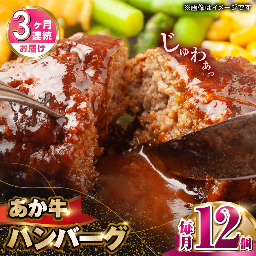 【ふるさと納税】【全3回定期便】肥後の赤牛ハンバーグ150g×12個【山都町（阿蘇牧場）】[YDF089]