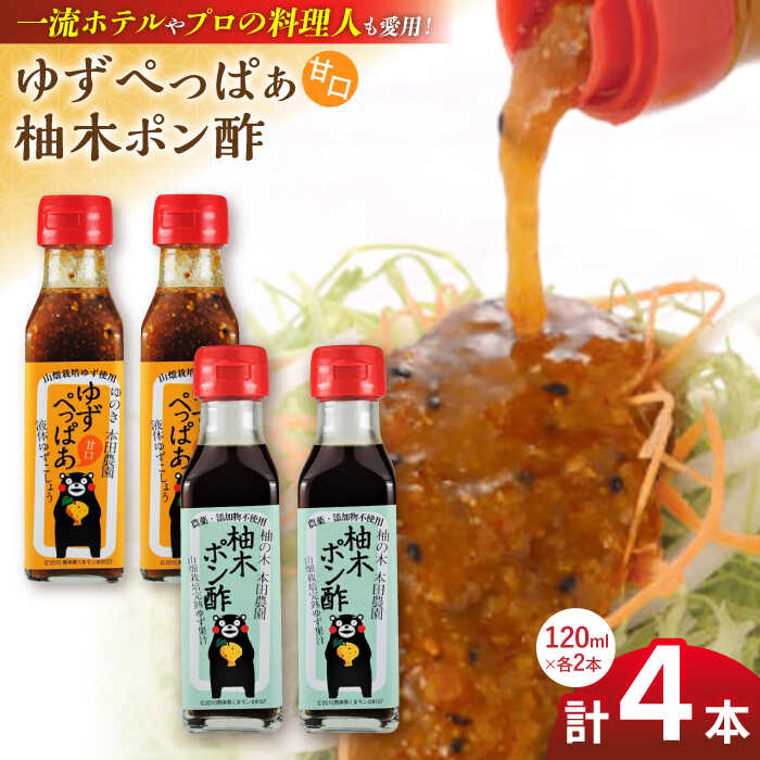 ゆずぺっぱぁ 甘口 120ml 柚木ポン酢 120ml 各2本 柚子 ゆず ポン酢 ゆずポン酢 ゆずポン 調味料 熊本 山都町【本田農園】[YDL005] 9000 9,000 9000円 9,000円