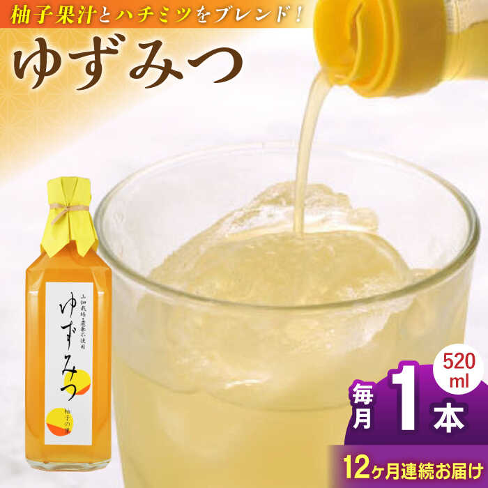 【ふるさと納税】【全12回定期便】ゆずみつ 520ml 1本 柚子みつ 柚子蜜 柚子 ゆず はちみつ ハチミツ 蜂蜜 熊本 山都町【本田農園】[YDL035] 120000 120,000 120000円 120,000円 12万円