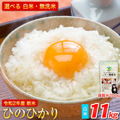 【ふるさと納税】令和2年産新米 ひのひかり11kg 熊本県産 白米11kg+国産雑穀米 もしくは無洗米10kg 先行予約 令和2年 精米 無洗米 氷川町《2020年10月上旬-2021年1月下旬頃より順次出荷》