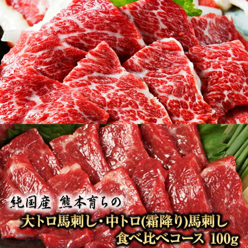 【ふるさと納税】大トロ馬刺し・中トロ(霜降り)馬刺し食べ比べコース【純国産熊本肥育】大トロ馬刺し(50g)、中トロ(霜降り)馬刺し(50g)《30日以内に出荷予定(土日祝除く)》