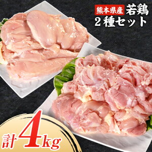 【ふるさと納税】\食べ比べのセット/大容量 鶏肉 発送時期が選べる 熊本県産 若鶏むね肉 約2kg/もも肉 約2kg 各1袋 たっぷり大満足!計4kg!《30日以内に出荷予定(土日祝除く)》モモ肉 モモ 若鶏モモ 鶏モモ ムネ 鶏ムネ ムネ肉 若鶏ムネ