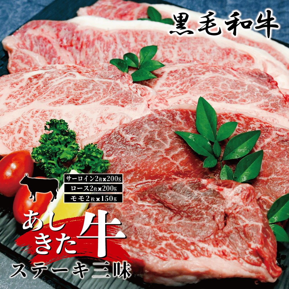 黒毛和牛 国産 熊本県産 牛肉 肉 あしきた牛ステーキ3種(サーロイン、ロース、モモ)×6カ月連続定期便 熊本県産 霜降り