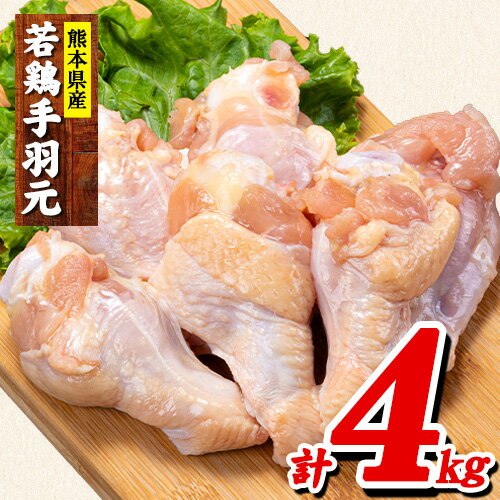 【ふるさと納税】熊本県産 若鶏手羽元 約4kg 2kg×2P 《30日以内に出荷予定(土日祝除く)》 熊本県 葦北郡 津奈木町