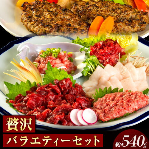 【ふるさと納税】贅沢バラエティセット 540g 馬肉 冷凍 《60日以内に出荷予定(土日祝除く)》 新鮮 さばきたて 生食用 肉 熊本県葦北郡津奈木町 馬刺し 馬肉 惣菜 希少部位