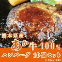 【ふるさと納税】牛肉100％ 国産 冷凍 調理済み あか牛 湯煎 熊本県産 赤牛 ハンバーグ 150g×10個 G-48　【熊本県産 和牛 あか牛 九州産 国産 牛肉 冷凍 送料無料 ハンバーグ】　お届け：※約3ヶ月ほどお待ちいただく場合がございます。