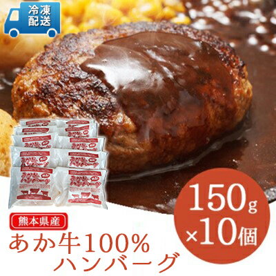 【ふるさと納税】熊本県産 あか牛 ハンバーグ 150g×10個【配送不可：離島・沖縄県】　【熊本県産 和牛 あか牛 国産 牛肉 冷凍 送料無料 ハンバーグ】