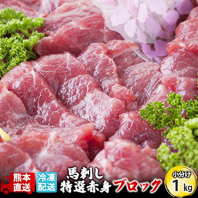 【ふるさと納税】馬刺し 特選 赤身 1kg ブロック 熊本直送 国内肥育 馬刺 馬肉 肉 お肉 冷凍 国産 又は カナダ産 配送不可：離島　【 錦町 】