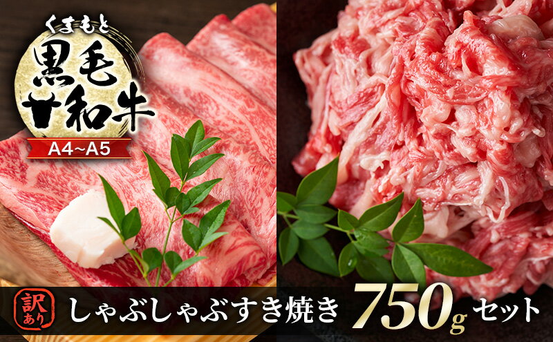 【ふるさと納税】訳あり 牛肉 A4～A5 くまもと 黒毛和牛 しゃぶしゃぶ すき焼き 750g セット 肉 お肉 ※配送不可：離島