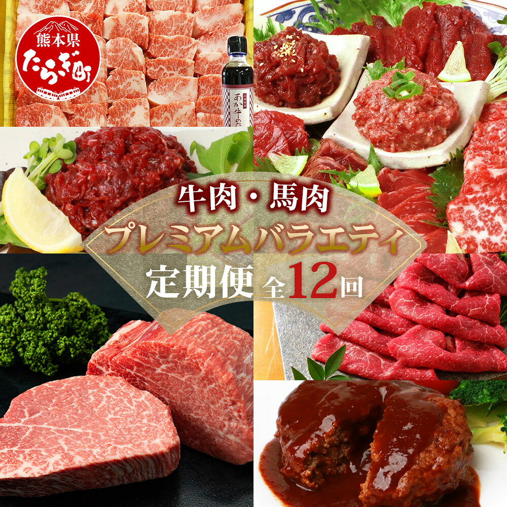 【ふるさと納税】【定期便 12回】 牛肉・馬肉 豪華プレミアム 定期便 ≪くまもとあか牛 馬肉 黒毛 ...