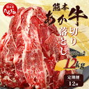 【ふるさと納税】 【定期便12回】 熊本あか牛 切り落とし 1kg (500g×2)×12回 【 合計 12Kg 】 牛肉 肉 熊本 熊本県産 あか牛 赤牛 切...
