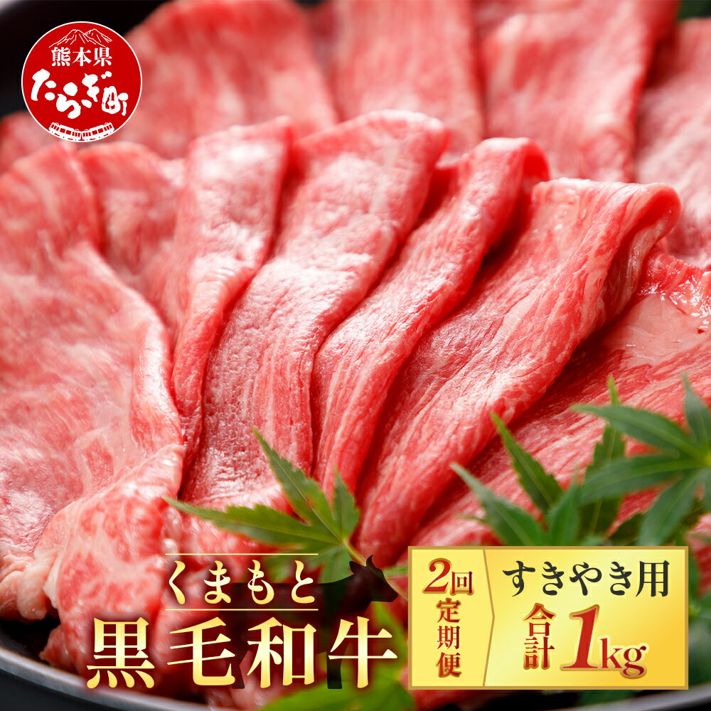 [定期便2回]くまもと黒毛和牛 すきやき用 500g × 2回 配送 合計1kg ブランド牛 牛肉 すき焼き スキヤキ 多良木町 国産 和牛 焼き肉 スライス バーベキュー グルメ 肥後 国産 九州 熊本県産 冷凍配送 熊本県 多良木町 定期便 送料無料