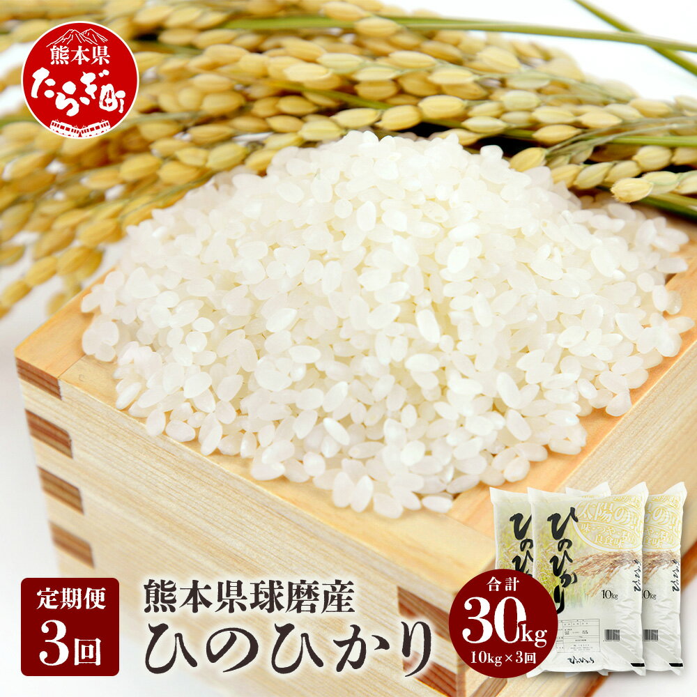 【定期便年3回】令和5年産 球磨産 ひのひかり 合計30kg (10kg×年3回発送) 新米 精米 白米 米 お米 ヒノヒカリ ご飯 九州チャンピオン 国産 九州産 熊本県 多良木町 定期便 送料無料