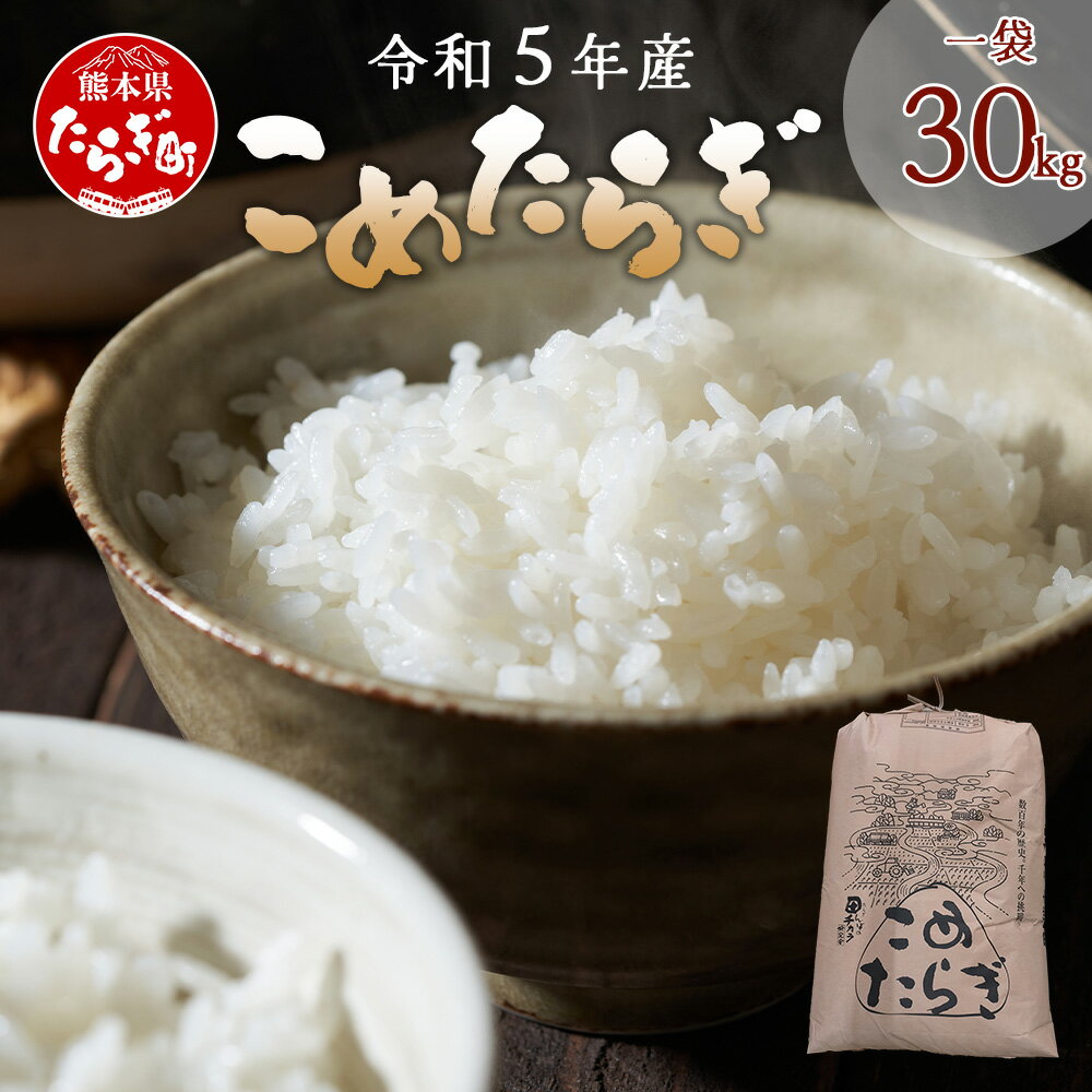 令和5年度 多良木町産 こめたらぎ 30kg ×1袋 お米 白米 精米 熊本県産 多良木町 にこまる 有機肥料使用 大容量 ふっくら 甘い 送料無料