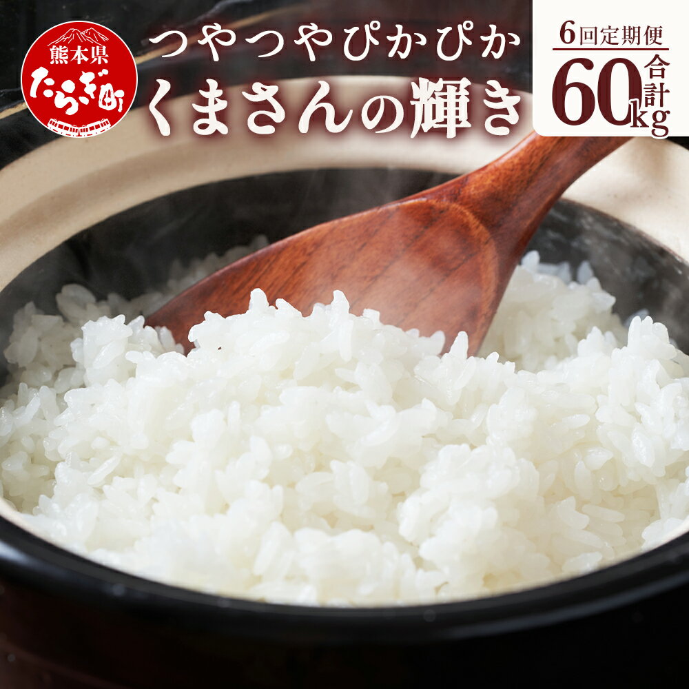 令和6年産《 新米 定期便 6回 》多良木町産 『くまさんの輝き』 10kg (5kg×2袋) ×6回 米 お米 白米 精米 熊本県産 多良木町 艶 粘り 甘み うま味 もちもち 熊本のお米 計60キロ 10kgずつ届く 044-0590 送料無料 新着