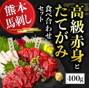 19位! 口コミ数「1件」評価「5」 国産 熊本馬刺し 高級赤身とたてがみ 食べ合わせセット 合計400g （上赤身 200g・馬ヒレ 100g・たてがみ 100g） 専用醤油･･･ 