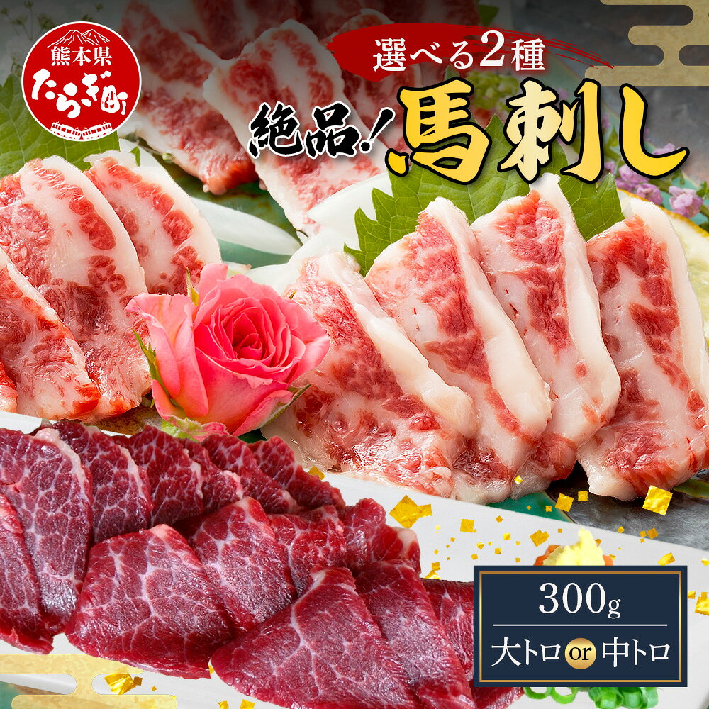 大トロ・中トロ 馬刺し 本場 熊本 300g 部位選べる 馬さし 馬肉 肉 霜降り トロ ヘルシー 高たんぱく 低カロリー 馬刺し 醤油付 お取り寄せ グルメ 家ご飯 おつまみ 熊本県 熊本 多良木町 送料無料