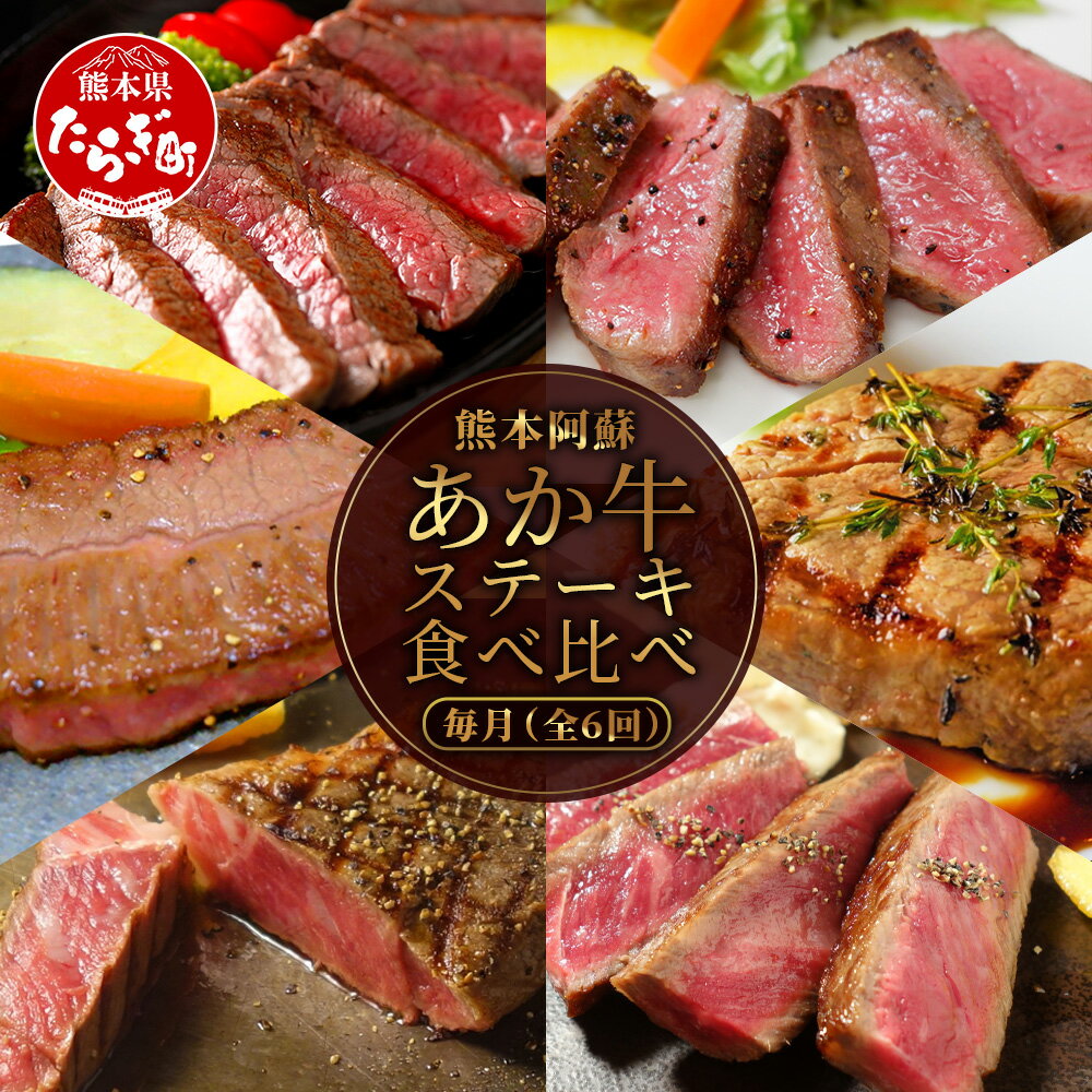 [定期便6回]あか牛 ステーキ 食べ比べ! 10万円以上 6部位 お楽しみ 熊本県産 和牛 タレ付 専門店 牛肉 肉 定期 和牛 国産 ステーキ ご褒美 お取り寄せ グルメ ごちそう 定期便 6カ月 送料無料 046-0634