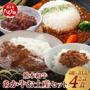 【ふるさと納税】熊本和牛 あか牛 お土産品 セット≪あか牛カレー180g、あか牛100%挽肉カレー220g、あか牛しぐれ煮100g、あか牛肉みそ140g≫ あか牛 牛肉 肉 熊本産 国産牛 和牛 旨味 カレー 味噌 熊本県 送料無料