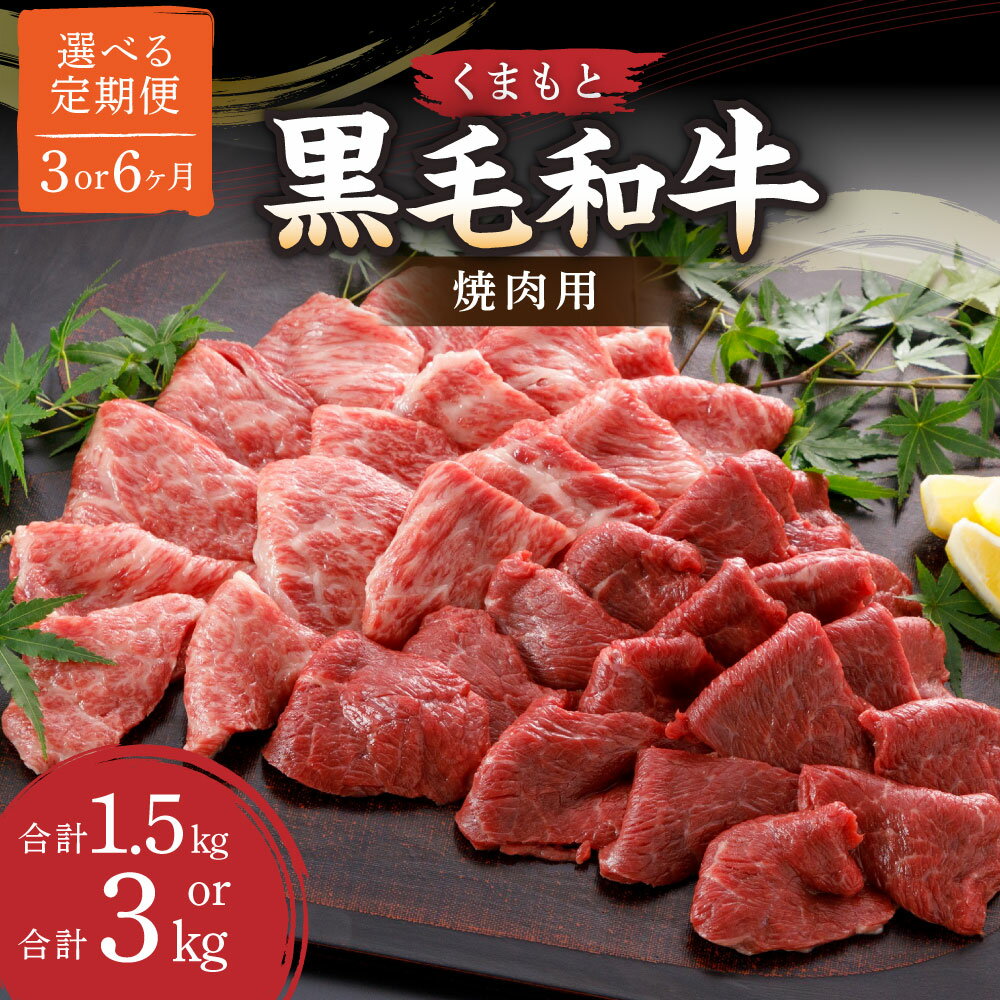 【ふるさと納税】【選べる定期便】くまもと黒毛和牛 焼肉用 約500g 計1.5kg～3kg 3ヶ月 6ヶ月 定期便 やきにく BBQ 焼き肉 肉 お肉 牛肉 黒毛和牛 和牛 ブランド牛 3回 6回 九州 国産 熊本県 湯前町 送料無料