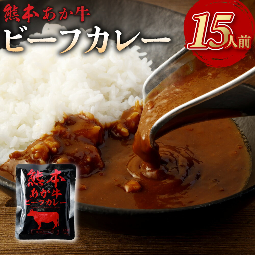 【ふるさと納税】熊本県産 あか牛使用 くまもと あか牛 ビーフカレー 15人前 計2400g 2.4kg 160g×15袋 肉 牛 国産牛 肉加工品 カレー レトルト 簡単調理 備蓄 熊本県 湯前町 送料無料