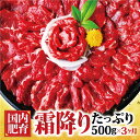 【ふるさと納税】【3ヶ月定期便】 熊本馬刺し 霜降り たっぷり 約500g 約50g×10パック 専用醤油付き 馬刺し 中トロ 馬 馬肉 刺し身 国内肥育 定期便 熊本県 湯前町 送料無料