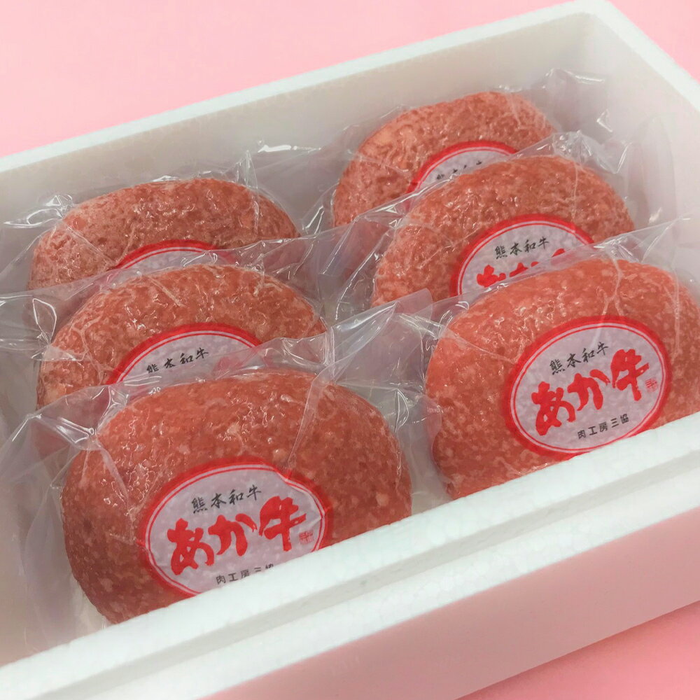 【ふるさと納税】あか牛100％ハンバーグセット（あか牛ハンバーグ120g×6個、あか牛のたれ200ml付き） あか牛100％使用 あか牛 和牛 牛肉 お肉 ウシ 褐毛和種 赤酒使用 冷凍 熊本阿蘇 国産 熊本県産 九州 熊本県 湯前町 送料無料