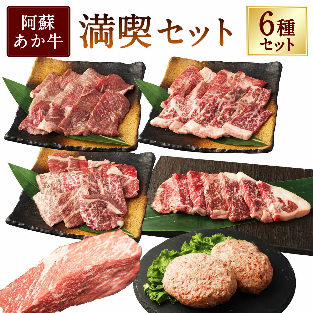 阿蘇あか牛満喫セット モモ・上カルビ・上ロース・サーロイン・ハンバーグ・丼 計約680g 牛肉 お肉 赤身 サシ 霜降り ローストビーフ さしみ醤油 詰め合わせ プレゼント 贈り物 冷凍 熊本県産 国産 熊本県 湯前町 送料無料