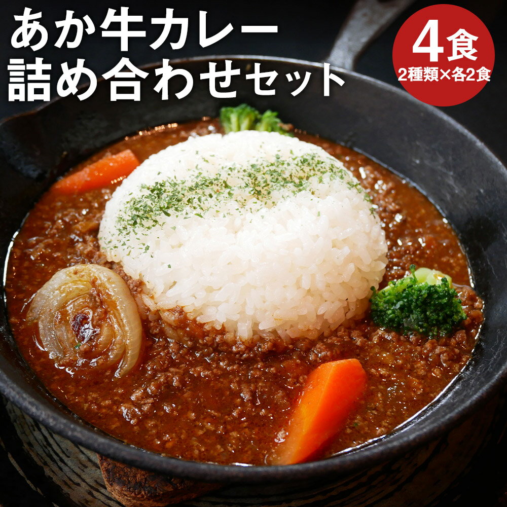 熊本和牛 あか牛カレー 詰め合わせセット 計4パック あか牛カレー180g×2 あか牛100%挽肉カレー 220g×2 熊本あか牛 ビーフカレー ひき肉 牛 カレー キーマカレー レトルト 常温 九州 国産 熊本県 水上村 送料無料