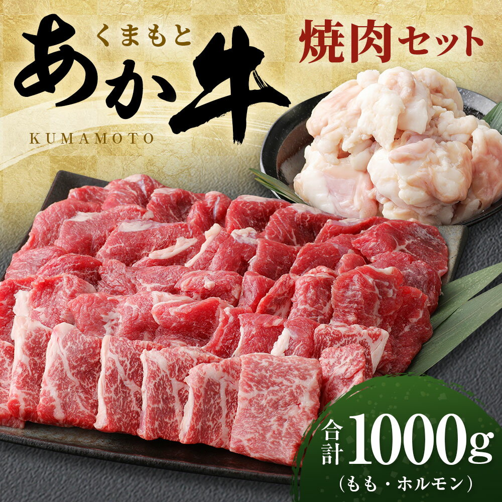 【ふるさと納税】くまもとあか牛 焼肉セット 合計1000g 合計1kg 2種類 セット もも 700g ホルモン 300g モモ 焼肉 BBQ あか牛 牛肉 和牛 お肉 冷凍 熊本県産 国産 送料無料