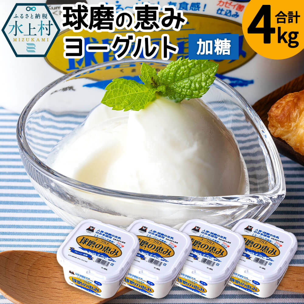 球磨の恵みヨーグルト(加糖)合計4kg 1kg×4パック 乳製品 生乳 朝食 スイーツ おやつ 熊本県産 九州産 国産 冷蔵 送料無料