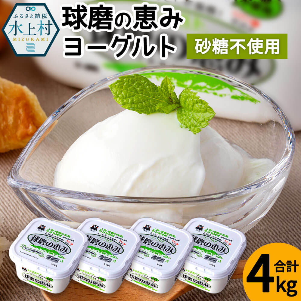 球磨の恵みヨーグルト(砂糖不使用)合計4kg 1kg×4パック 乳製品 生乳 無糖 プレーン 朝食 スイーツ おやつ 熊本県産 九州産 国産 冷蔵 送料無料