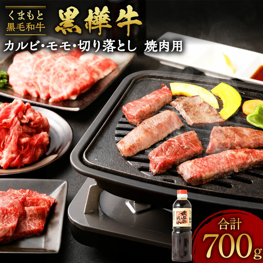 9位! 口コミ数「1件」評価「5」くまもと黒毛和牛 黒樺牛 A4～A5等級 焼き肉用 カルビ・モモ・切り落としセット 合計700g 焼肉のタレ付き 食べ比べ 食べくらべ 焼き･･･ 