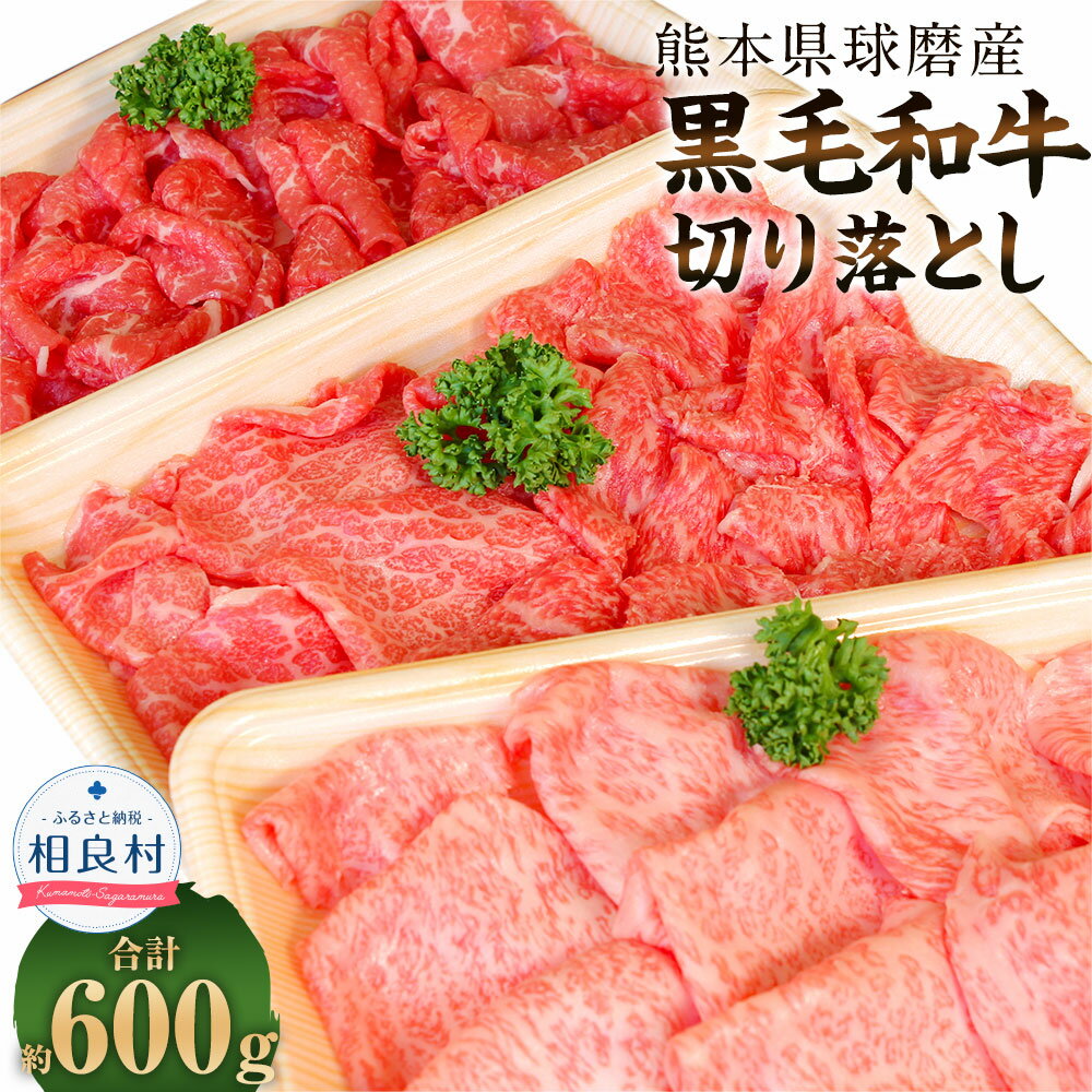 【ふるさと納税】球磨産 黒毛和牛 切り落とし 合計約600g 約200g×3パック 牛肉 お肉 肉 肉じゃが カレー 煮込み料理 旨味 大人気 切り落し 切落し 国産 九州産 熊本県 熊本県産 送料無料