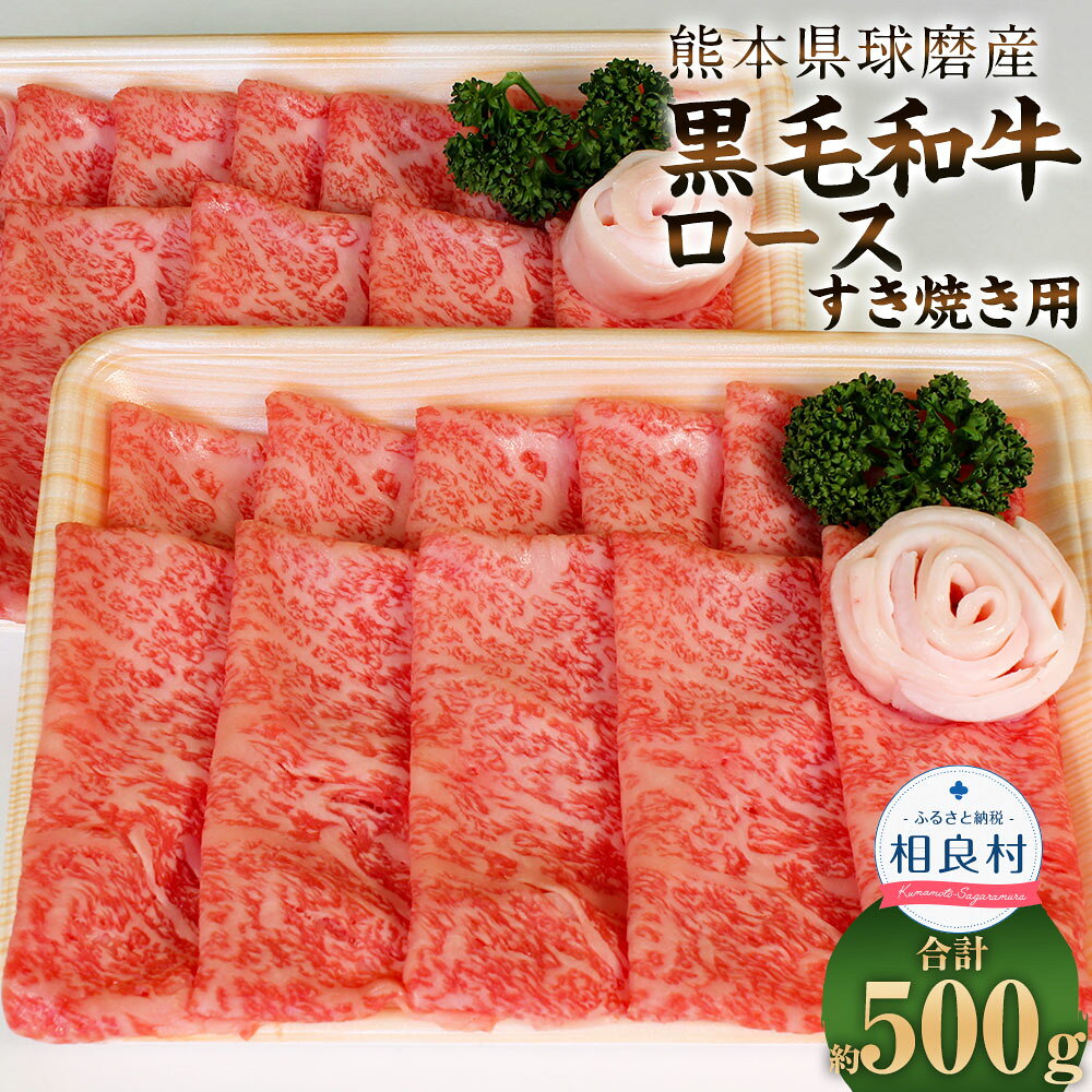 球磨産 黒毛和牛 ロースすき焼き用 合計約500g 約250g×2枚 お肉 肉 牛肉 ご褒美 すき焼き すきやき すき焼 脂身 旨味 濃い ロース 国産 九州産 熊本県産 熊本県 送料無料
