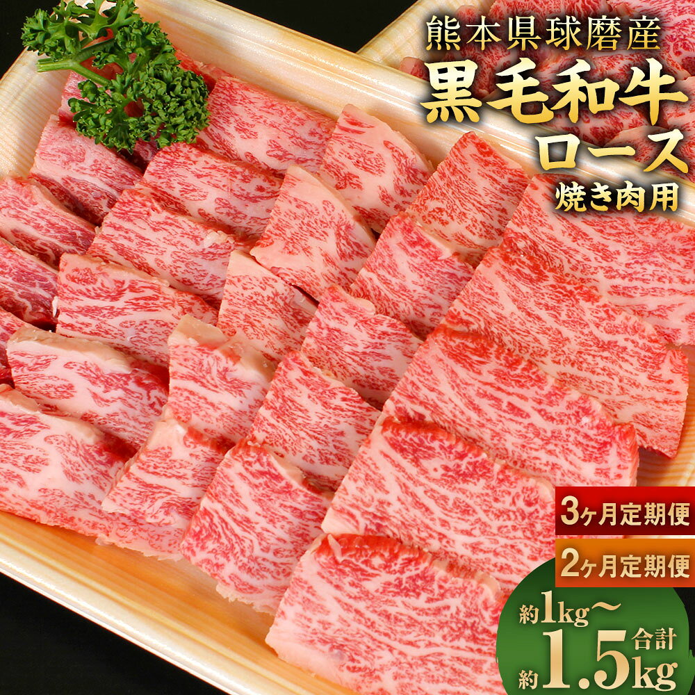 【選べる定期便】球磨産 黒毛和牛 ロース 焼き肉用 合計約1kg～1.5kg 1回合計約500g 約250g×2パック 球磨黒毛和牛 国産牛 和牛 サーロイン 牛肉 肉 スライス 焼肉 2ヶ月定期便 3ヶ月定期便 国産 九州産 熊本県 相良村 送料無料