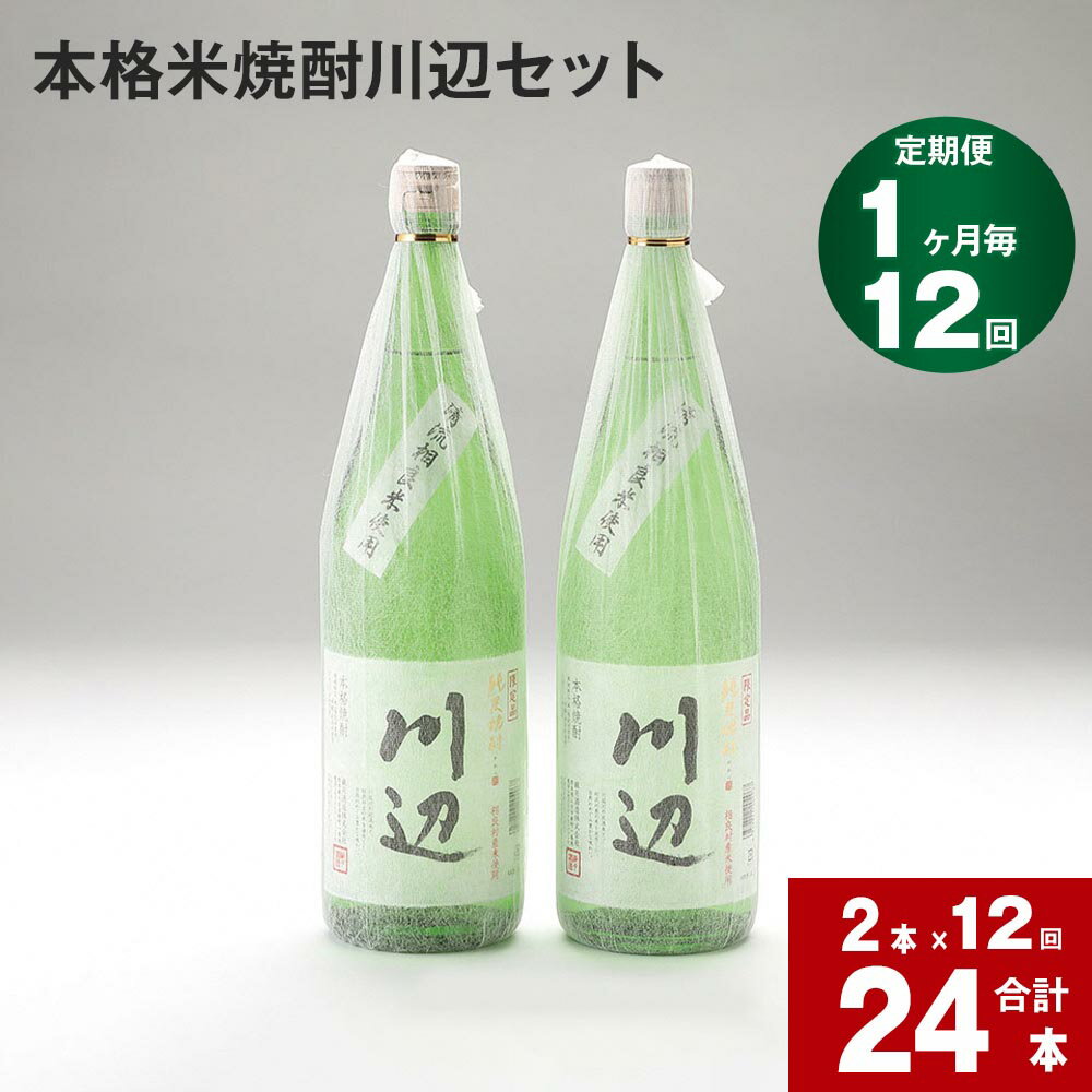 【定期便】【1ヶ月毎 12回】本格米焼酎 川辺 セット 計24本 2本×12回 限定川辺 本格純米焼酎 米焼酎 焼酎 お酒 酒 米 コンペティション 焼酎部門 最高金賞受賞 九州 熊本県 相良村 送料無料