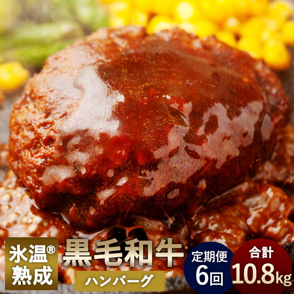 【定期便6回】氷温(R)熟成 黒毛和牛 ハンバーグ 合計10.8kg 150g×12個(合計1.8kg)×6回 熟成 和牛 国産 熊本県産 惣菜 おかず 冷凍 送料無料