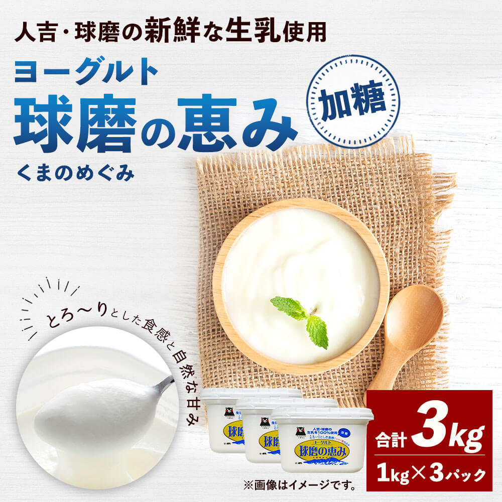 【ふるさと納税】球磨の恵み ヨーグルト 加糖 合計3kg 1kg×3パック 乳製品 人吉球磨産 熊本県産 九州産 国産 球磨郡 相良村 冷蔵配送 送料無料