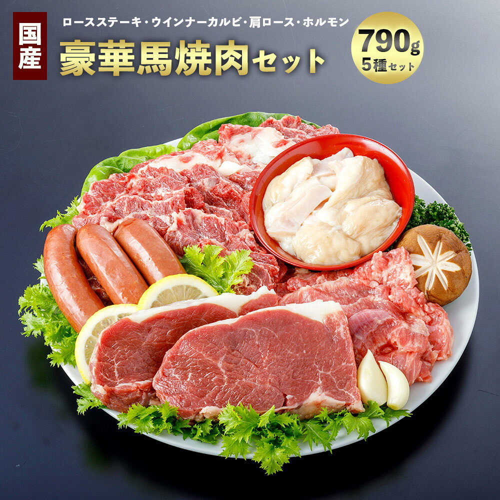 馬肉専門店だからできる豪華馬焼肉セット 馬カルビ 馬肩ロース 馬ロースステーキ 馬ホルモン 馬肉ウインナー 790g 送料無料
