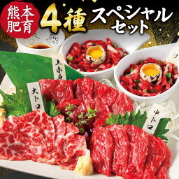 【ふるさと納税】 国産 馬刺し 4種スペシャルセット 合計約250g 上赤身 霜降り 中トロ 大トロ 馬刺しユッケ 食べ比べ ゆっけタレ 専用醤油付き 国内肥育 ばさし 馬肉 桜肉 おつまみ 酒の肴 冷凍 送料無料