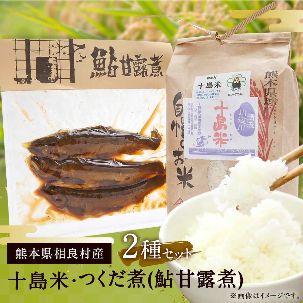 【ふるさと納税】十島米 2kg つくだ煮(鮎甘露煮) 3尾/150g 2種セット ヒノヒカリ 鮎 甘露煮 米 白米 お米 ご飯 精米 復興 支援 九州産 熊本県産 相良村産 送料無料