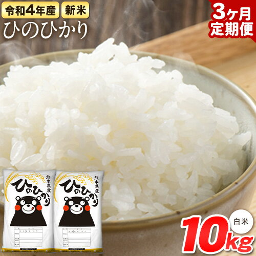 【ふるさと納税】令和4年産 新米 3ヶ月定期便 ひのひかり 10kg(5kg×2袋) 計3回お届け 熊本県産 白米 精米 山江村 ひの《お申込み月の翌月から出荷開始》