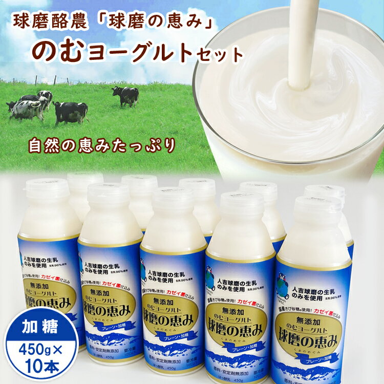 【ふるさと納税】球磨の恵み「のむヨーグルト」加糖450g×10本セット お届け時期:入金確認後20日前後
