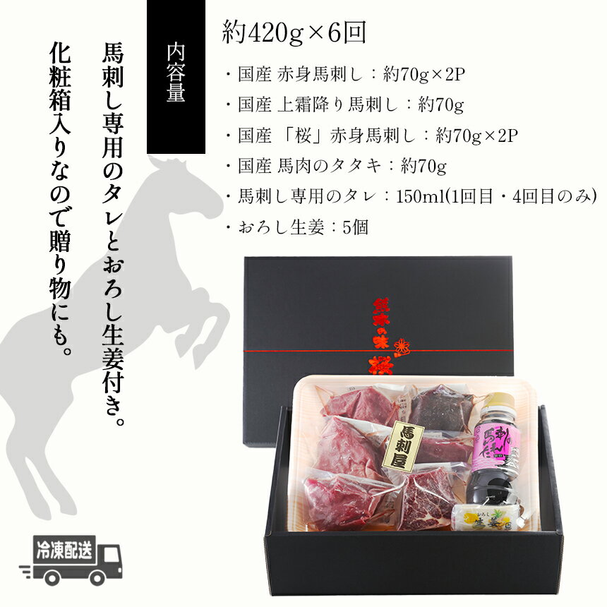 【ふるさと納税】 熊本 馬刺し 満喫 セット 定期便 約420g × 6回 専用 タレ 付き 純 国産 馬 肉 天草 苓北 熊本 九州 産地直送 楽天ふるさと 送料無料