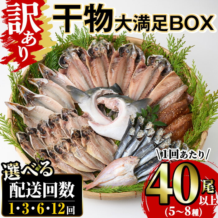 [お届け回数が選べる]訳あり 干物大満足BOX(1回あたり40尾以上/1回 or 3回 or 6回 or 12回) 干物 丸干し 開き 魚 冷凍 訳あり 小分け 簡易包装 詰め合わせ セット 定期便 みりん干し あじ さば [opaa001・opaa002・opaa003・opaa004][やまろ渡邉]