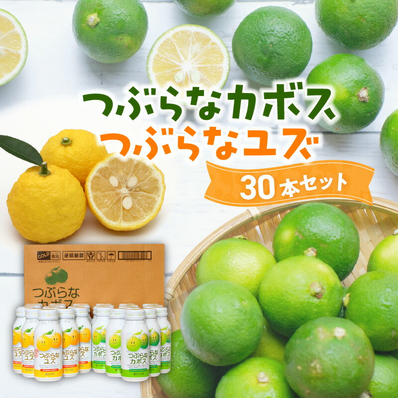 【ふるさと納税】つぶらなカボス つぶらなユズ 各15本 計30本 セット 大分県産 ジュース 果実飲料 缶 ...